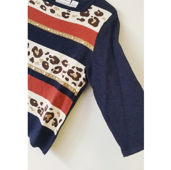 New! Alfred Dunner El Dorado Striped Sweater - Picture 5 of 7